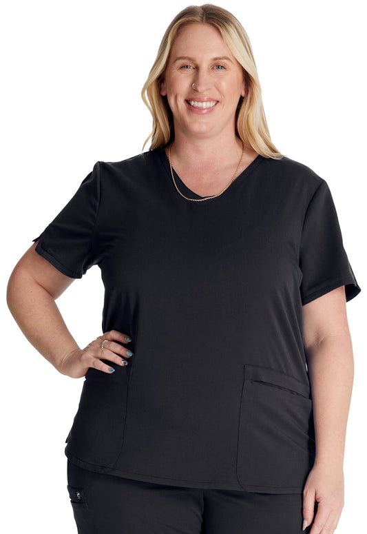 Atmos CK837A V-Neck Top Black Model Image Front | Cherokee