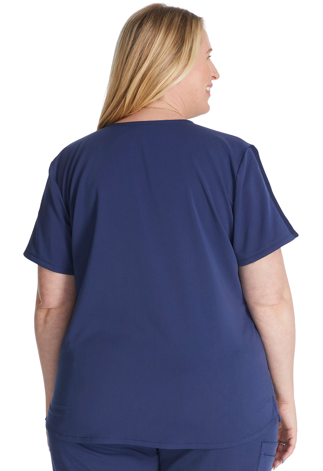 Atmos CK837A V-Neck Top Navy Model Image Back | Cherokee