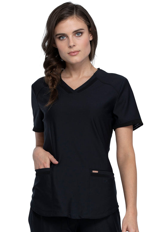 Form CK840 V-Neck Top Black Model Image Front | Cherokee