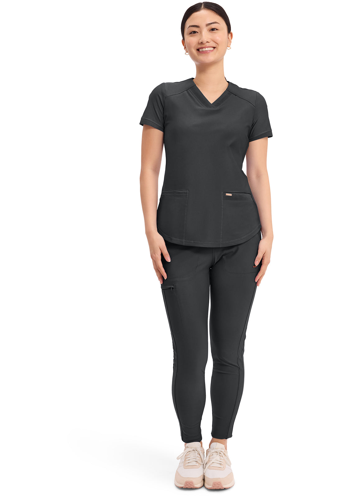 Form CK840 Women's V-Neck Scrub Top Black