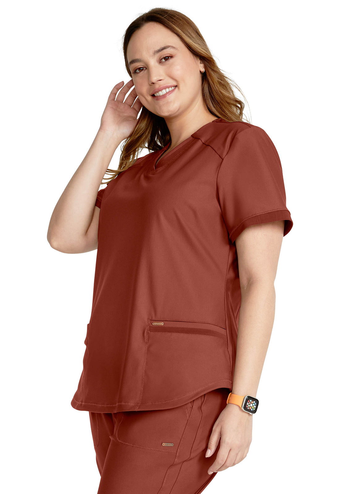 Form CK840 V-Neck Top MASALA Model Image Right Side | Cherokee