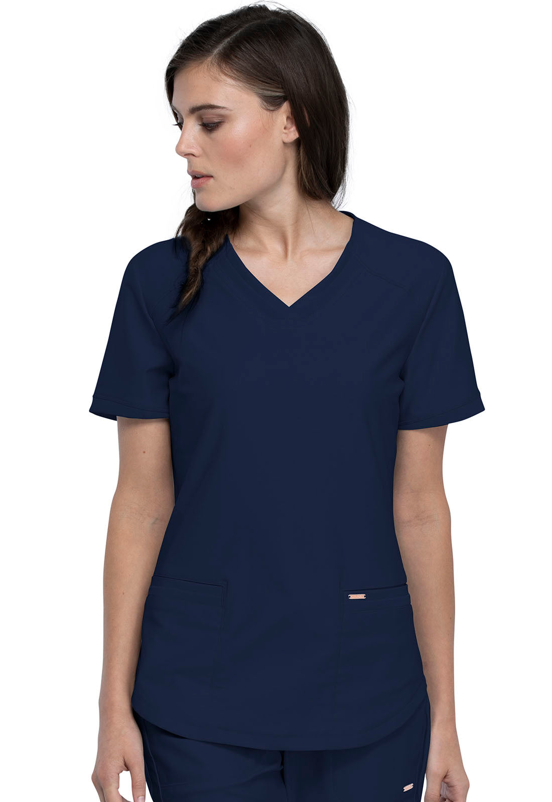 Form CK840 V-Neck Top Navy Model Image Front | Cherokee