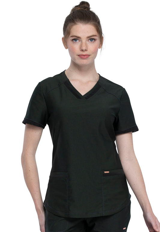 Form CK840 V-Neck Top Olive Branch Model Image Front | Cherokee