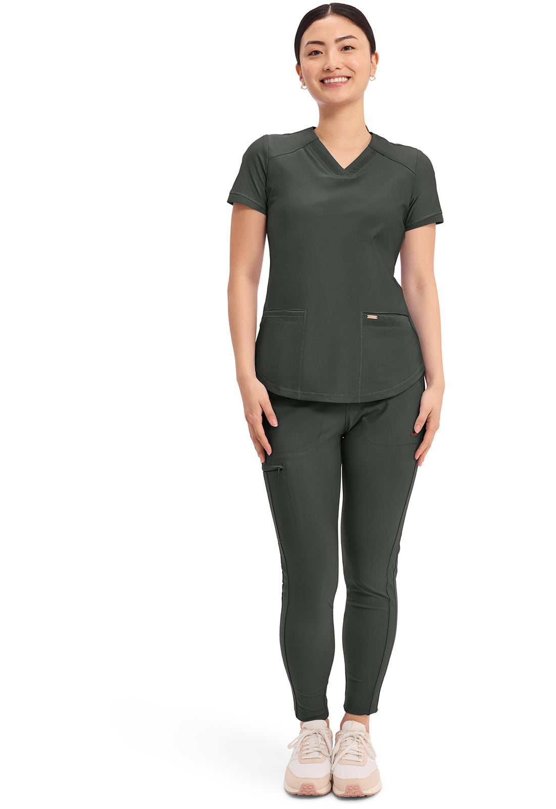 Form CK840 Women's V-Neck Scrub Top Olive Branch