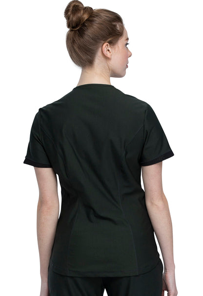 Form CK840 V-Neck Top Olive Branch Model Image Back | Cherokee