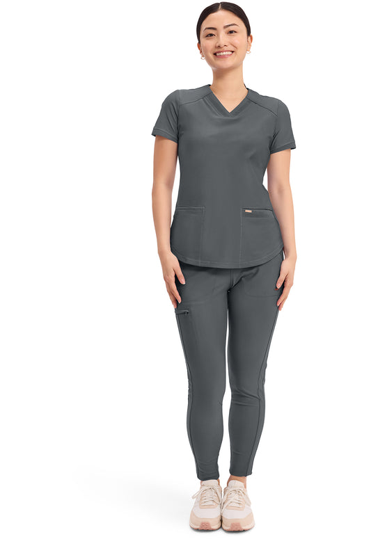 Form CK840 Women's V-Neck Scrub Top Pewter