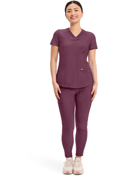 Form CK840 Women's V-Neck Scrub Top Wine