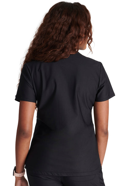 Form CK843 V Neck Top Black Model Image Back | Cherokee