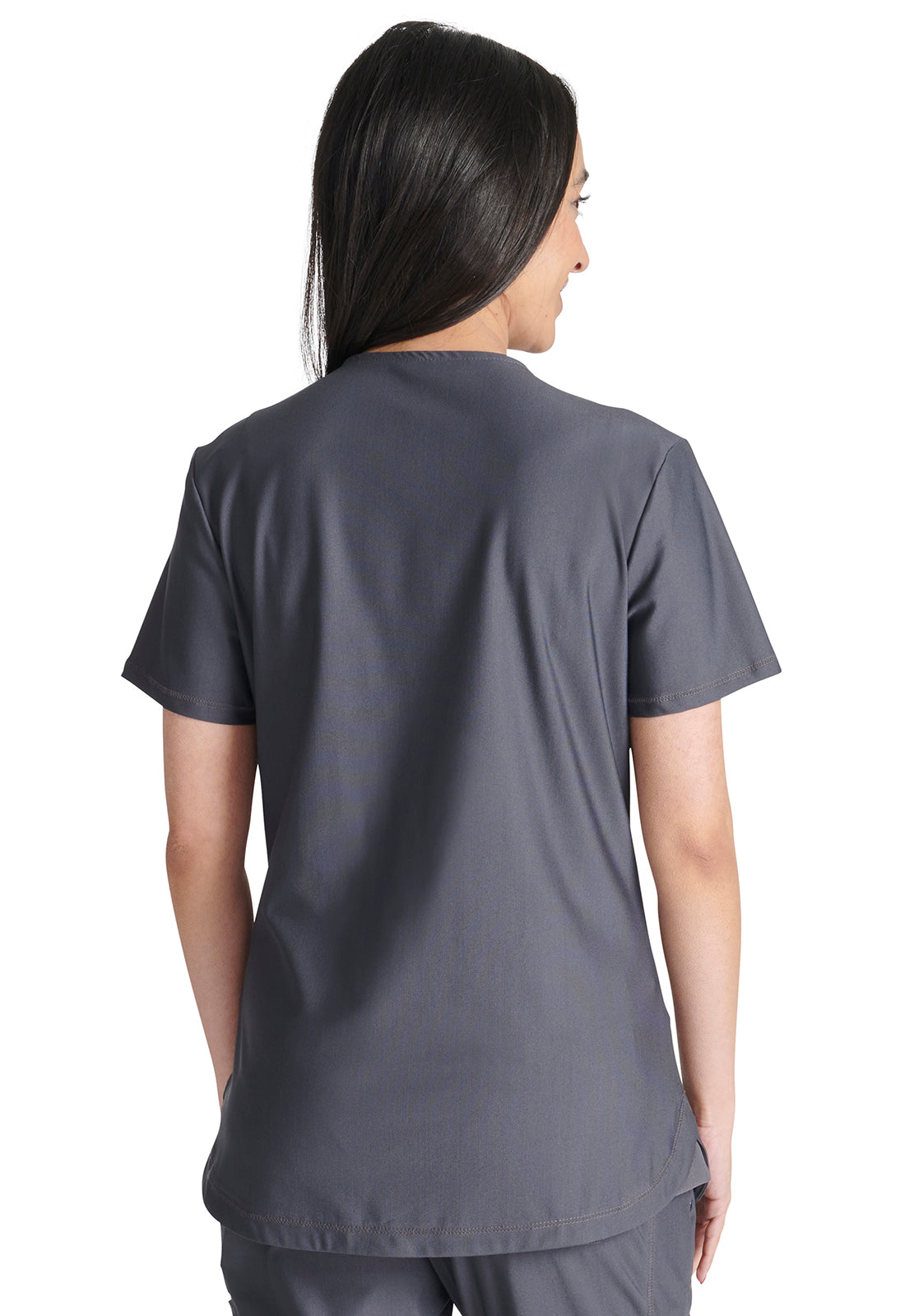 Form CK843 V Neck Top Pewter Model Image Back | Cherokee