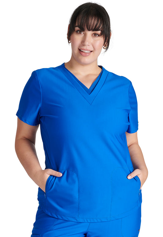 Form CK843 V Neck Top Royal Model Image Front | Cherokee