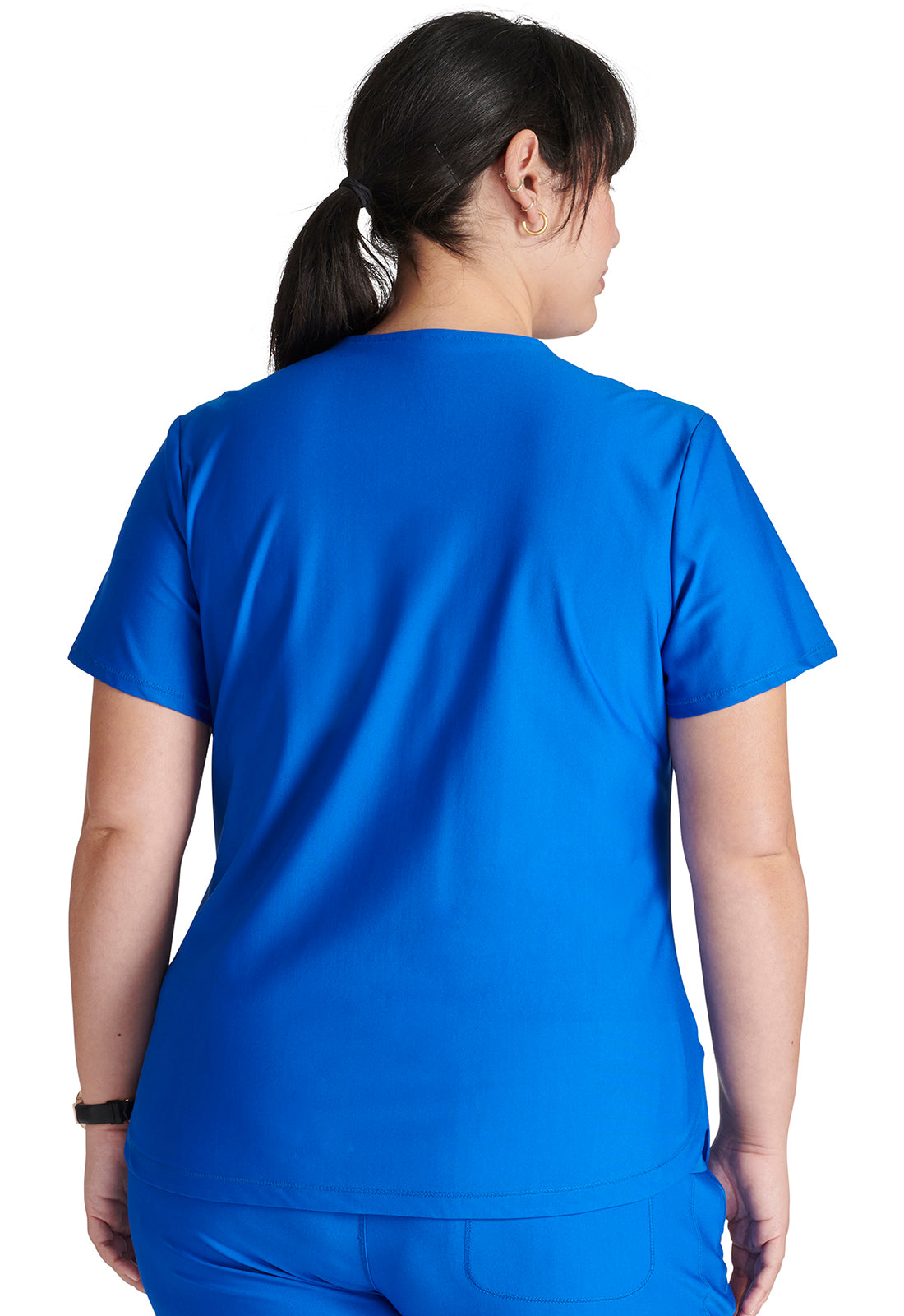 Form CK843 V Neck Top Royal Model Image Back | Cherokee