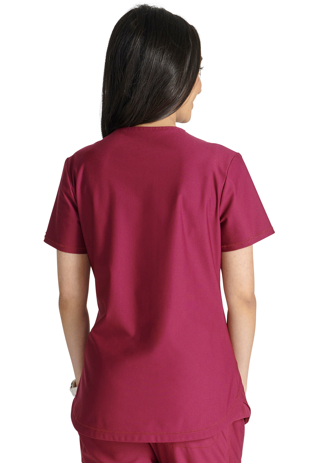 Form CK843 V Neck Top Wine Model Image Back | Cherokee