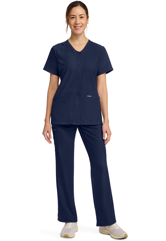 Workwear Originals Ultra CK844A Women's 2-Pocket Snap-Front Scrub Top Navy