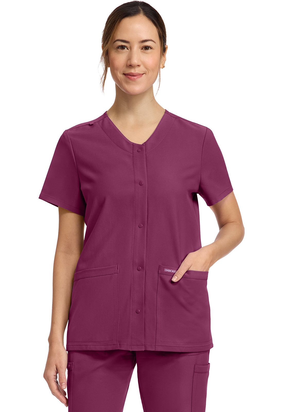 Workwear Originals Ultra CK844A Women's 2-Pocket Snap-Front Scrub Top image 1