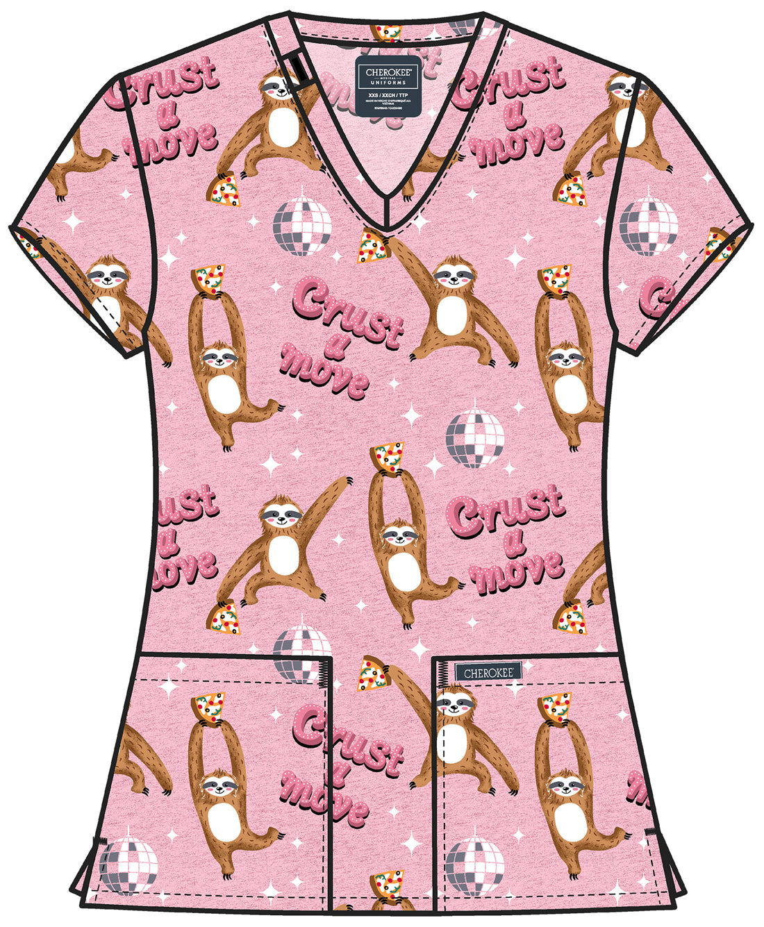 Genuine CK856 Women's Print V-Neck Scrub Top Crust A Move
