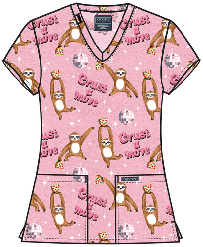 Genuine CK856 Women's Print V-Neck Scrub Top Crust A Move