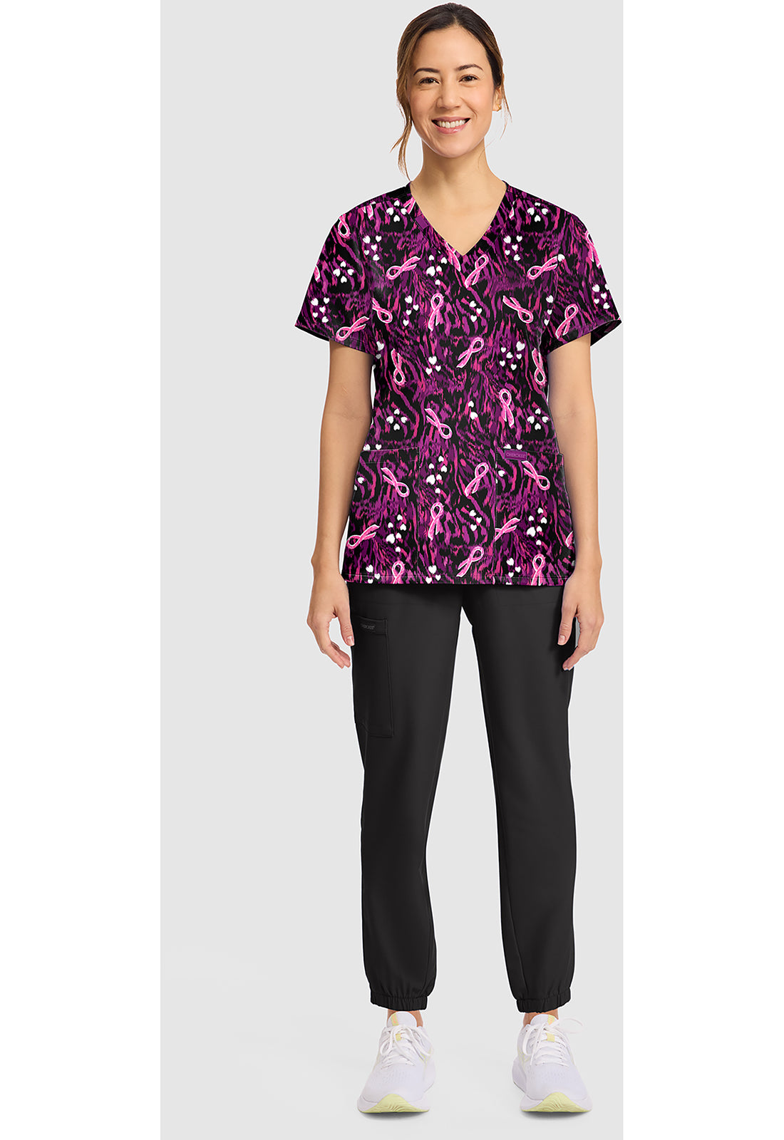 Genuine CK856 Women's Print V-Neck Scrub Top Untamed Care