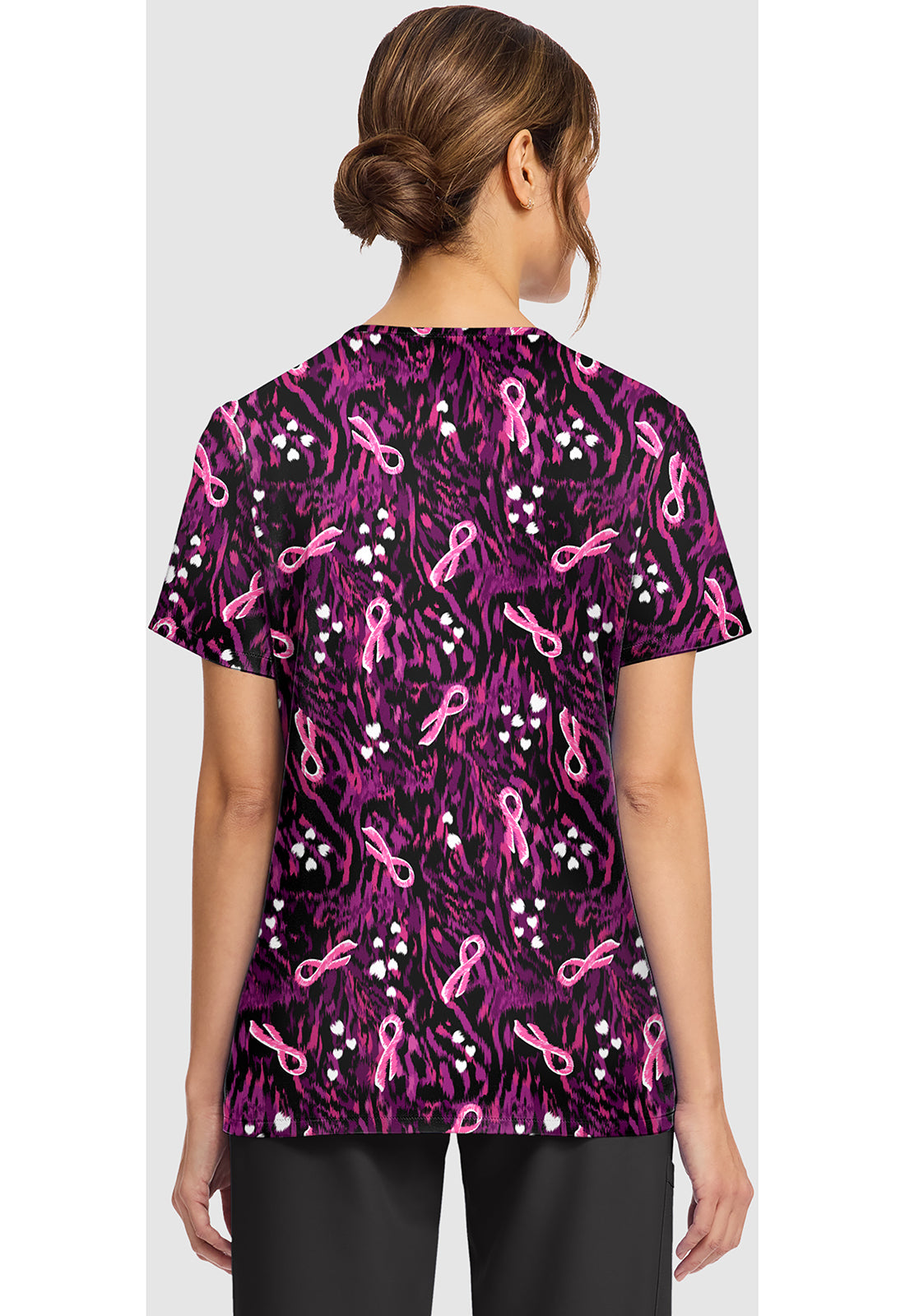 Genuine CK856 Women's Print V-Neck Scrub Top Untamed Care
