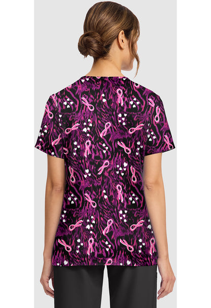 Genuine CK856 Women's Print V-Neck Scrub Top Untamed Care