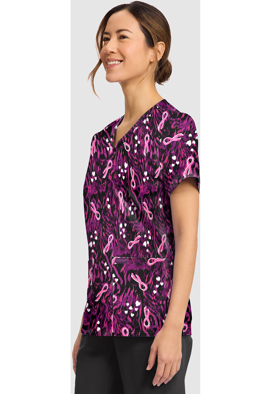 Genuine CK856 Women's Print V-Neck Scrub Top Untamed Care
