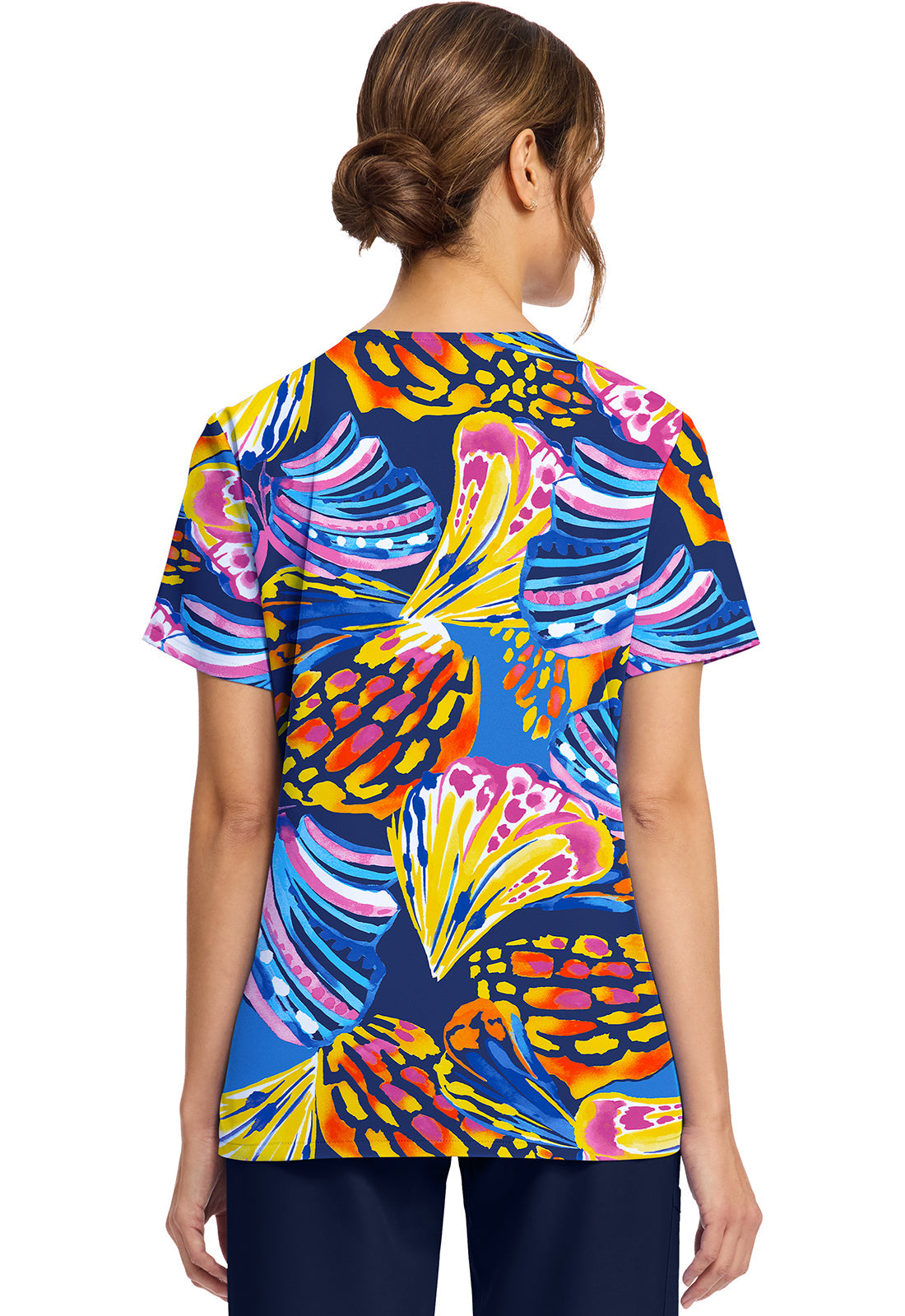 Cherokee Prints CK856 Women's Print V-Neck Top image 4