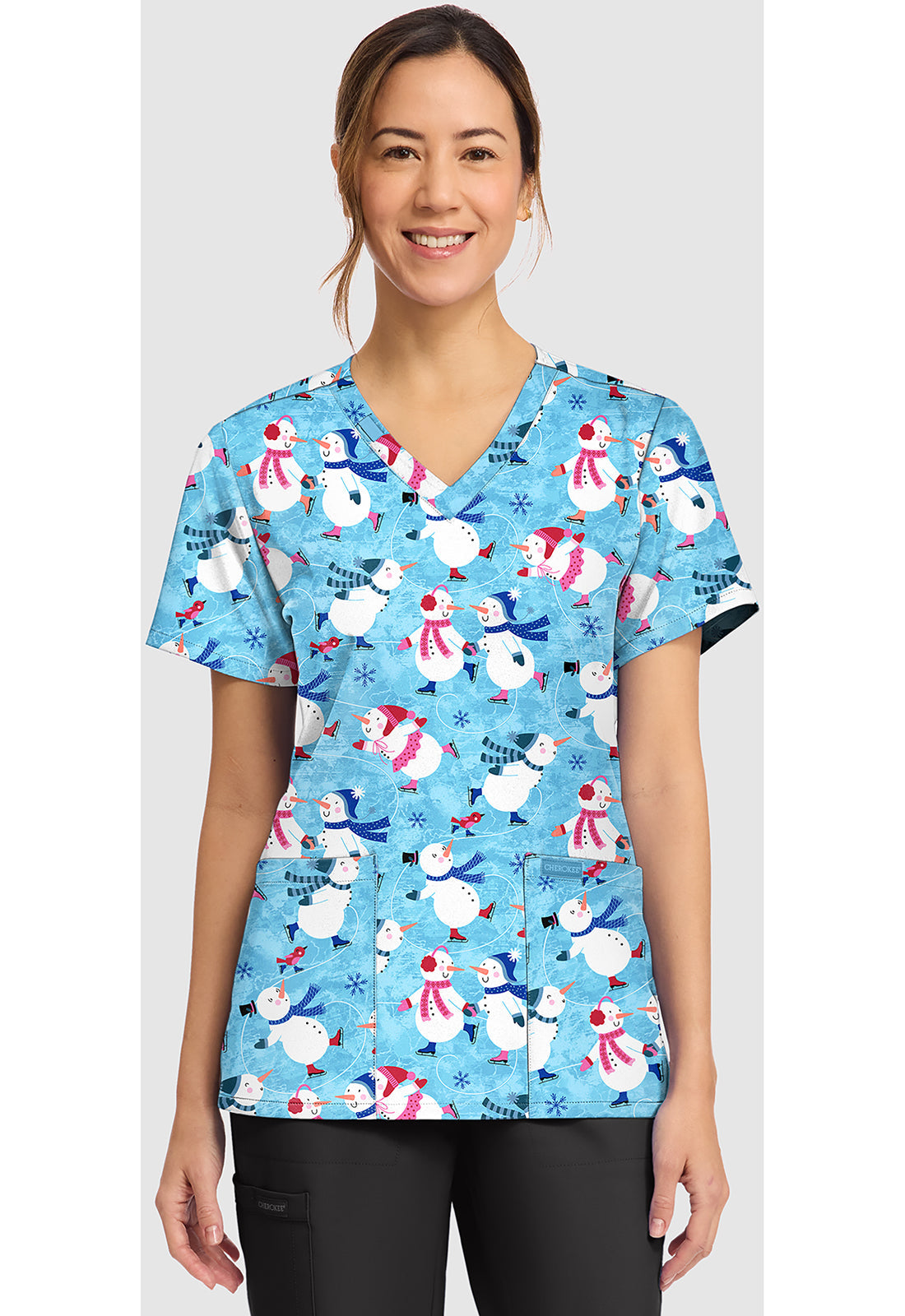 Cherokee Prints CK856 Women's Print V-Neck Top image 1