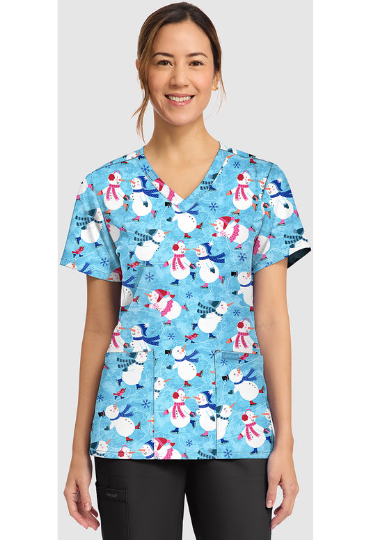 Cherokee Prints CK856 Women's Print V-Neck Top image 1