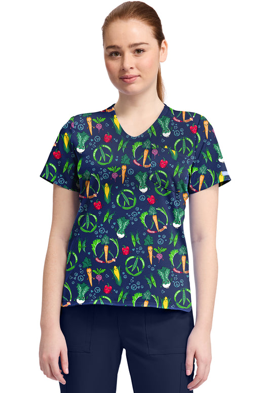 Cherokee Prints CK857 Women's High-Low V-Neck Top Growing Love