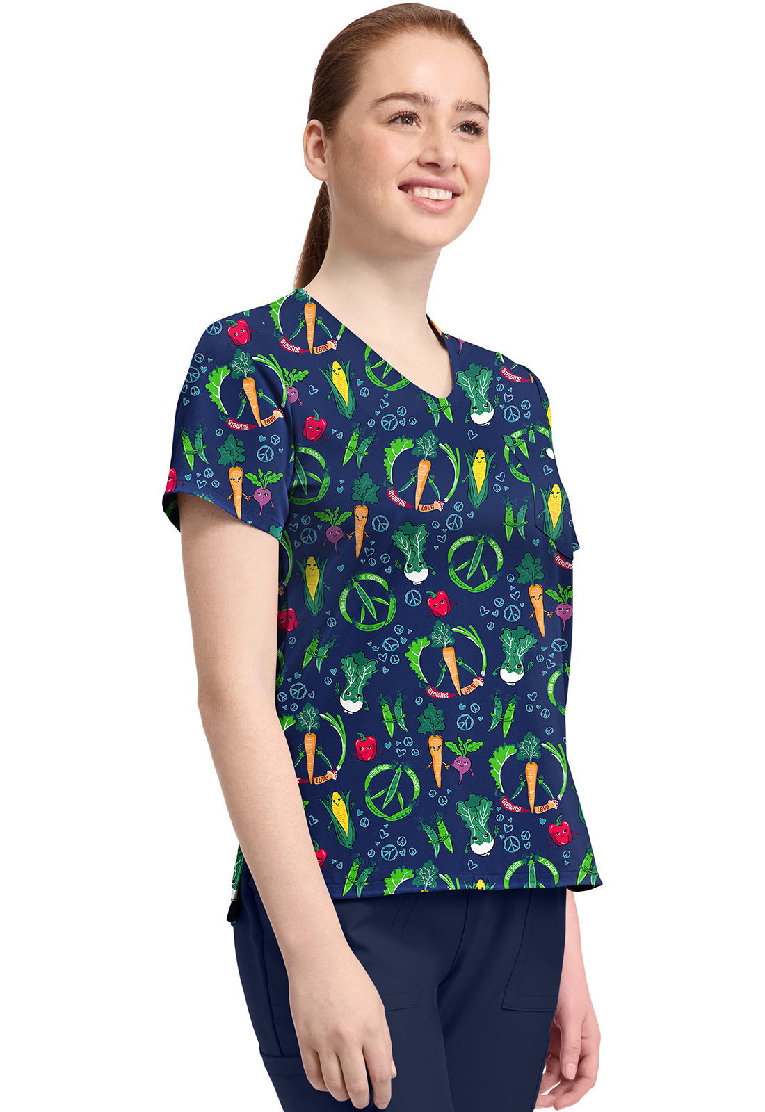 Cherokee Prints CK857 Women's High-Low V-Neck Top image 3