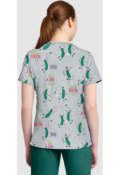 Genuine CK857 Women's High-Low V-Neck Scrub Top Pickleball Toile
