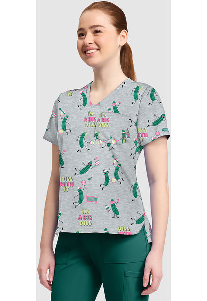 Genuine CK857 Women's High-Low V-Neck Scrub Top Pickleball Toile