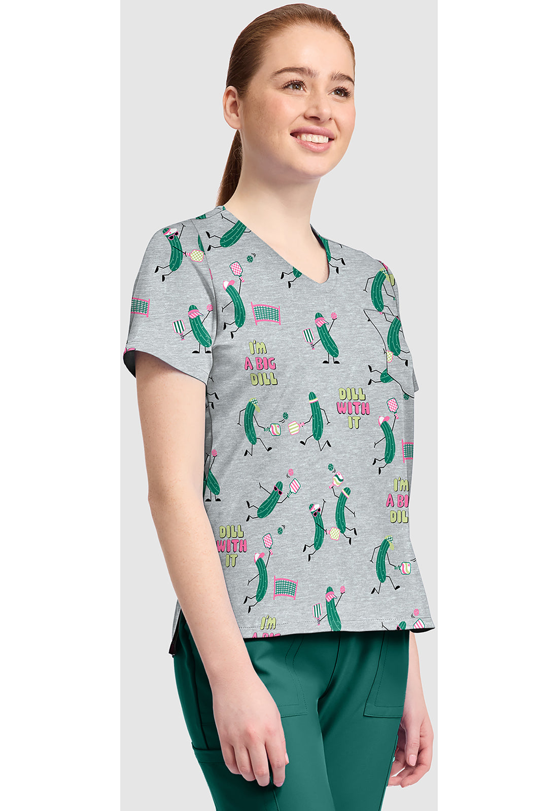 Genuine CK857 Women's High-Low V-Neck Scrub Top Pickleball Toile