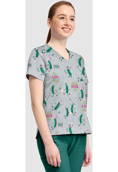 Genuine CK857 Women's High-Low V-Neck Scrub Top Pickleball Toile
