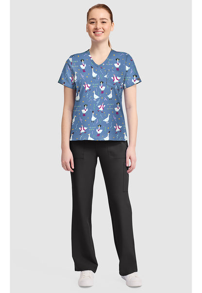 Genuine CK857 Women's High-Low V-Neck Scrub Top Silly Goose