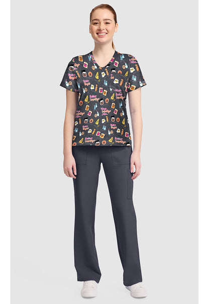 Genuine CK857 Women's High-Low V-Neck Scrub Top Taste Buds