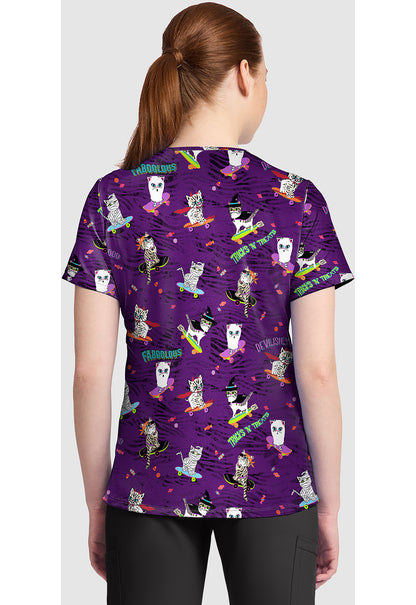 Genuine CK857 Women's High-Low V-Neck Scrub Top Tricks N Treats