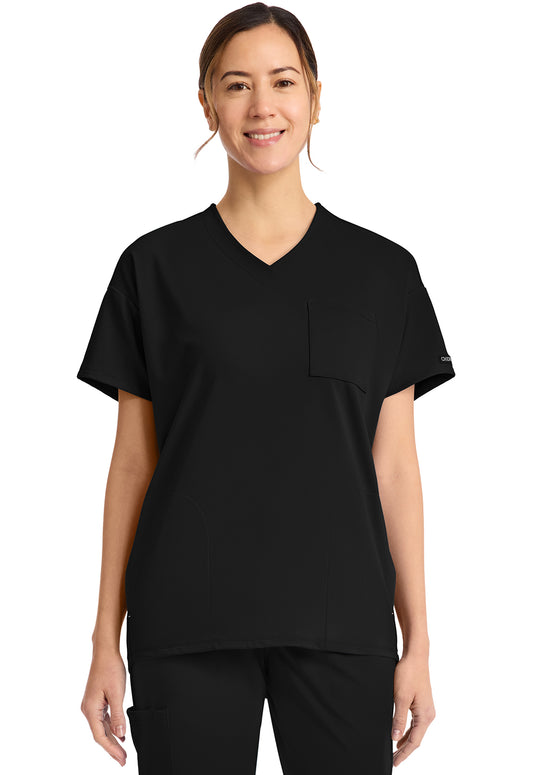 Achieve CK863 Women's 3 Pocket V Neck Tunic Black Image 1