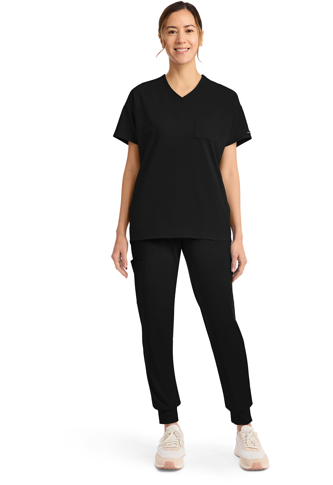 Achieve CK863 Women's 3 Pocket V Neck Tunic Black Image 2