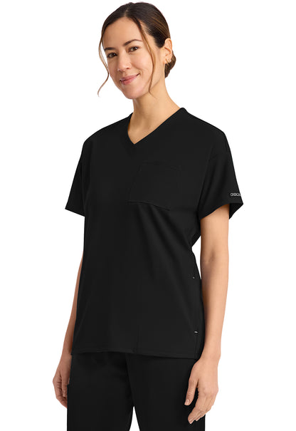 Achieve CK863 Women's 3 Pocket V Neck Tunic Black Image 3