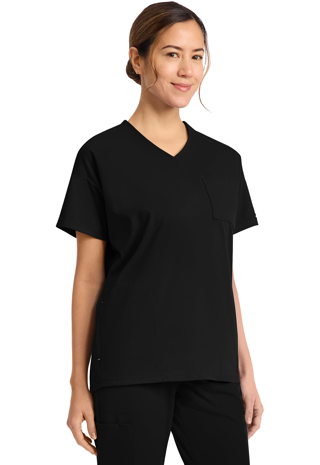 Achieve CK863 Women's 3 Pocket V Neck Tunic Black Image 5