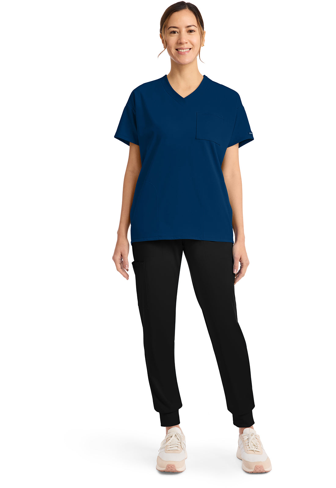 Achieve CK863 Women's 3 Pocket V Neck Tunic Navy Image 2