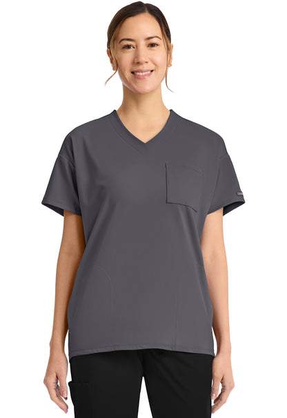 Achieve CK863 Women's 3 Pocket V Neck Tunic Pewter Image 1