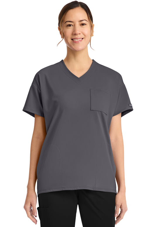 Achieve CK863 Women's 3 Pocket V Neck Tunic Pewter Image 1