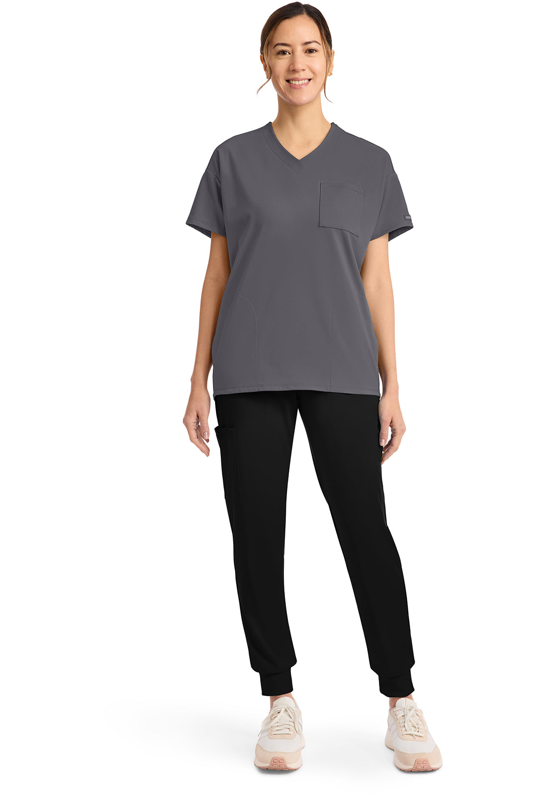 Achieve CK863 Women's 3 Pocket V Neck Tunic Pewter Image 2