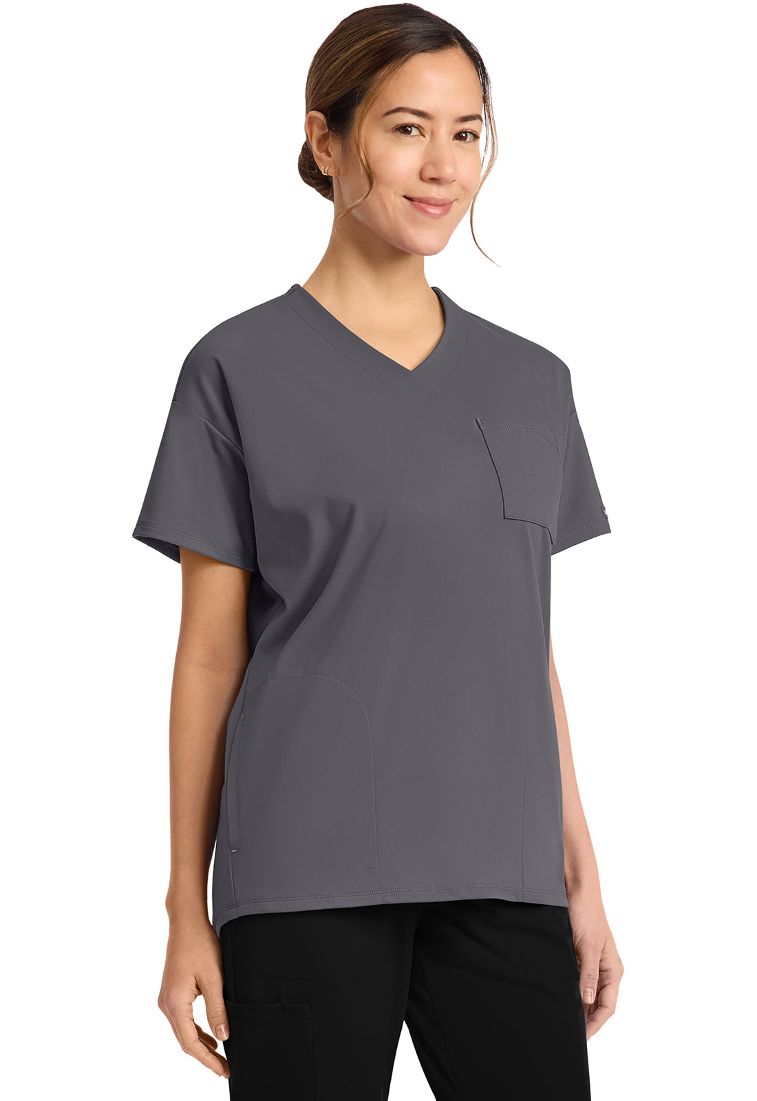 Achieve CK863 Women's 3 Pocket V Neck Tunic Pewter Image 5