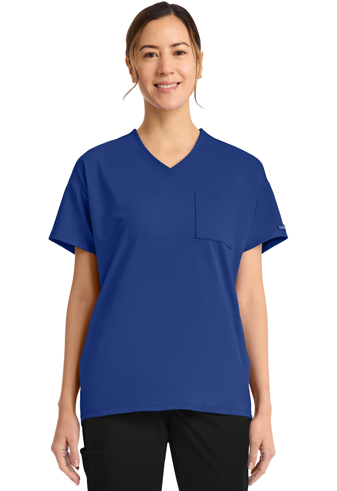 Achieve CK863 Women's 3 Pocket V Neck Tunic Royal Image 1