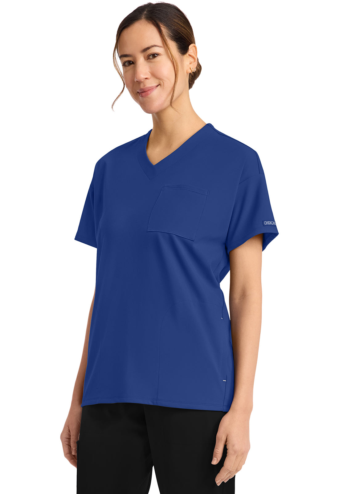 Achieve CK863 Women's 3 Pocket V Neck Tunic Royal Image 3