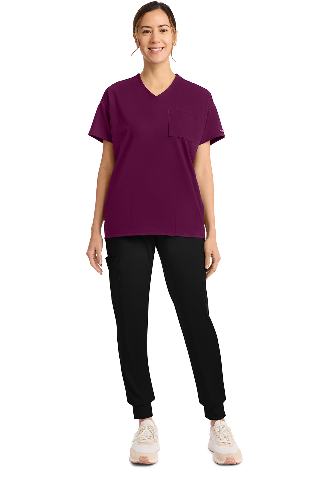 Achieve CK863 Women's 3 Pocket V Neck Tunic Wild Mulberry Image 2