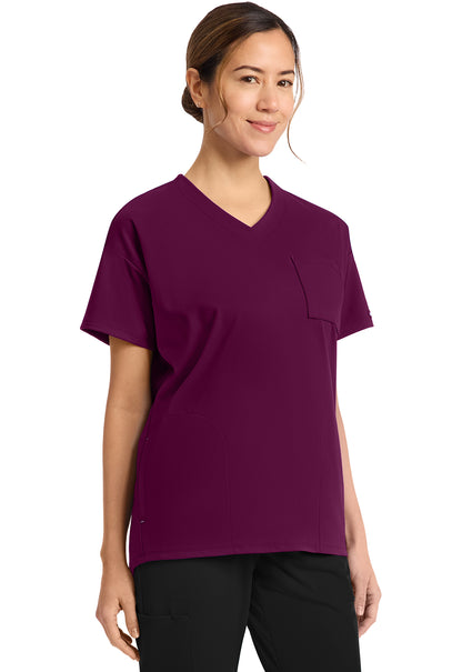 Achieve CK863 Women's 3 Pocket V Neck Tunic Wild Mulberry Image 5