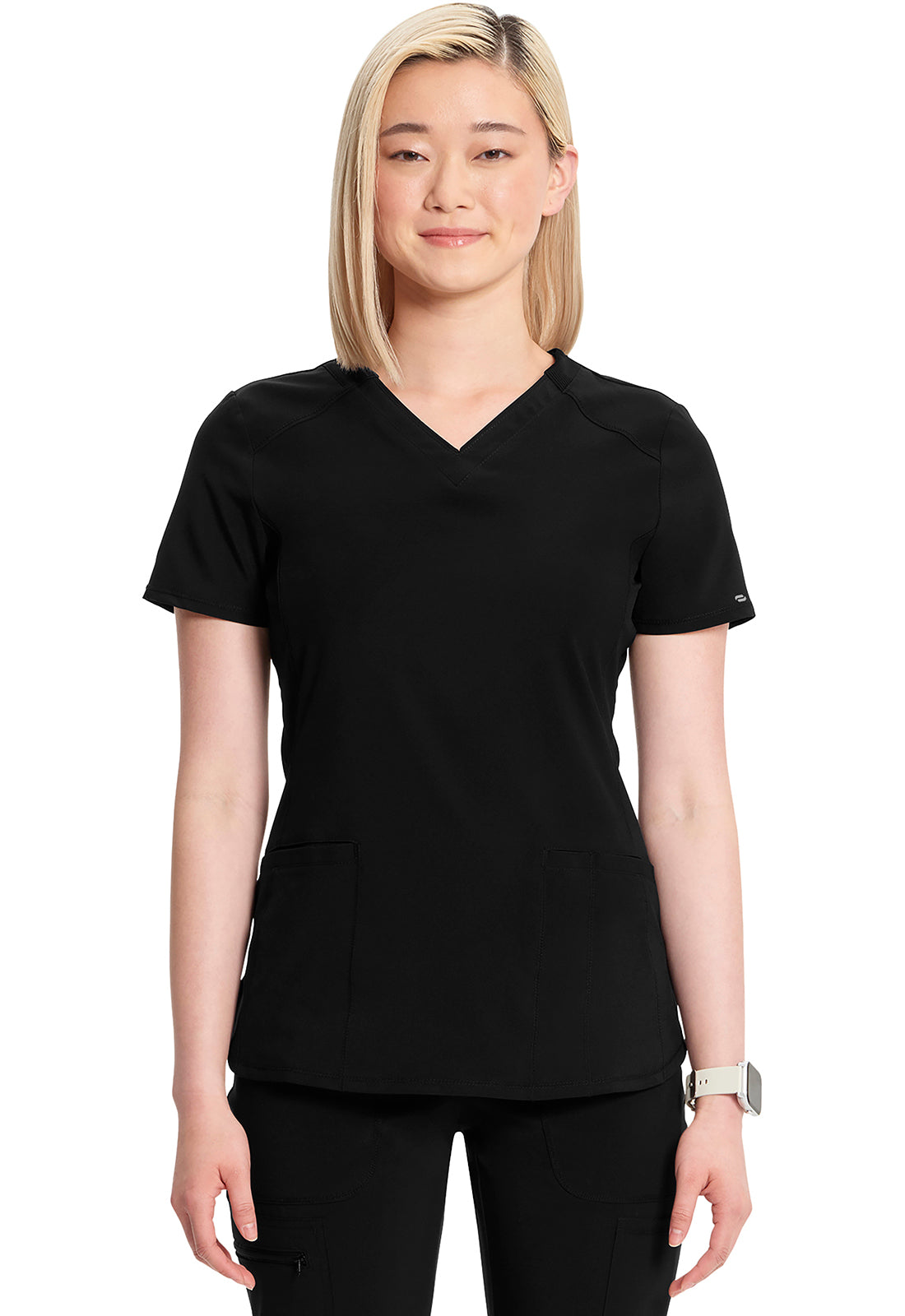 Classics CK865A V-Neck Top Black Model Image Front | Infinity